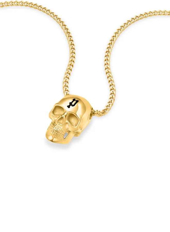 بوليس Vertex Yellow Gold Plated Skull Chain Necklace For MenPEAGN0000904