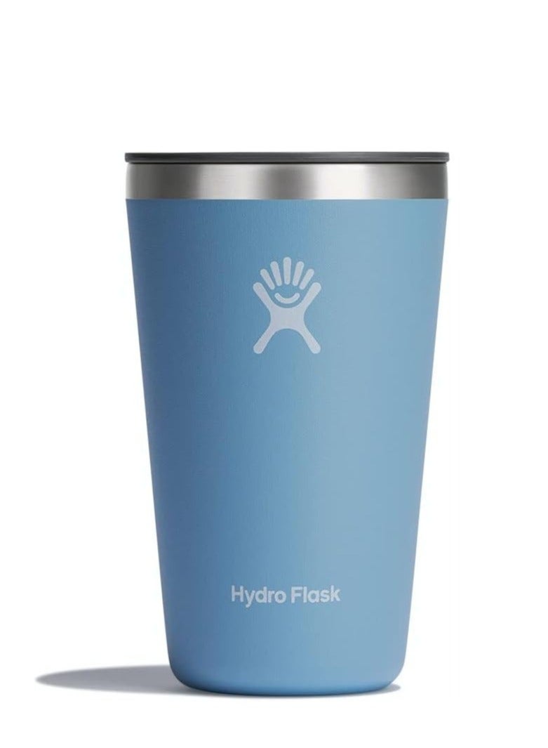 هايدرو فلاسك كوب من الفولاذ المقاوم للصدأ سعة 16 أونصة مع غطاء وعزل فراغ مزدوج الجدار - Image 1