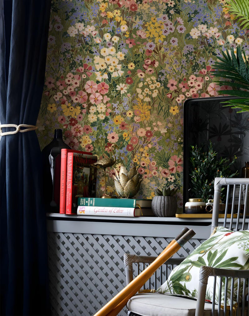 Vintique Floral Wallpaper Peel and Stick Boho Wall Paper Removable Waterproof Green Petal Pattern Contact Paper for Bedroom, Bathroom, Home Wall 17.3" x 236.3" - Image 4