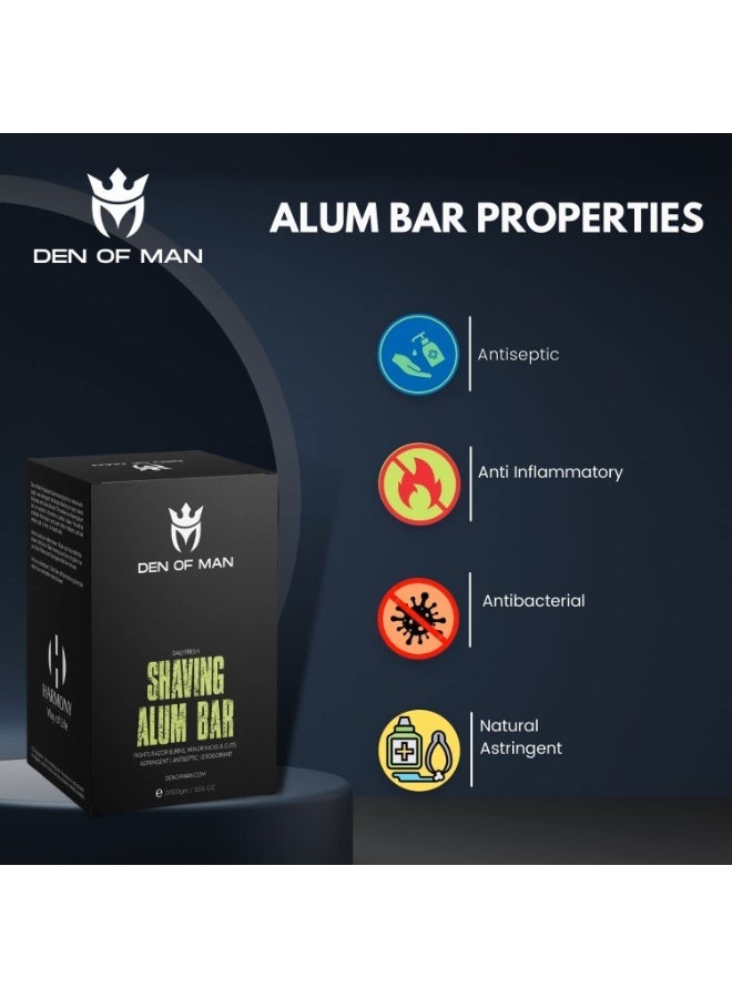 DEN OF MAN Alum Stone For Men After Shave Fitkari Bar for Razor Burns, Minor Cuts, Skin Antiseptic Achieve a Smooth and Refreshing Shave Every Time (4 Pieces of 100gm Each) - Image 3
