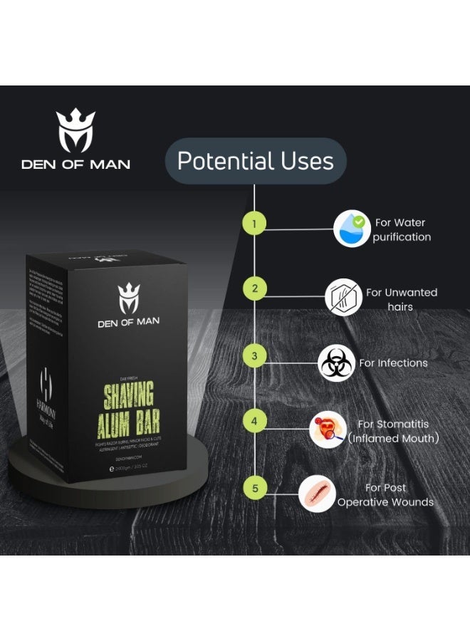 DEN OF MAN Alum Stone For Men After Shave Fitkari Bar for Razor Burns, Minor Cuts, Skin Antiseptic Achieve a Smooth and Refreshing Shave Every Time (4 Pieces of 100gm Each) - Image 5