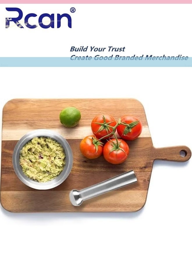 ركان مجموعة الهاون والمدقة من الفولاذ المقاوم للصدأ، مطحنة توابل مع غطاء، كسارة حبوب، وعاء أعشاب، مسحوق بيستو - Image 2