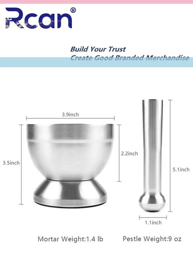 ركان مجموعة الهاون والمدقة من الفولاذ المقاوم للصدأ، مطحنة توابل مع غطاء، كسارة حبوب، وعاء أعشاب، مسحوق بيستو - Image 5