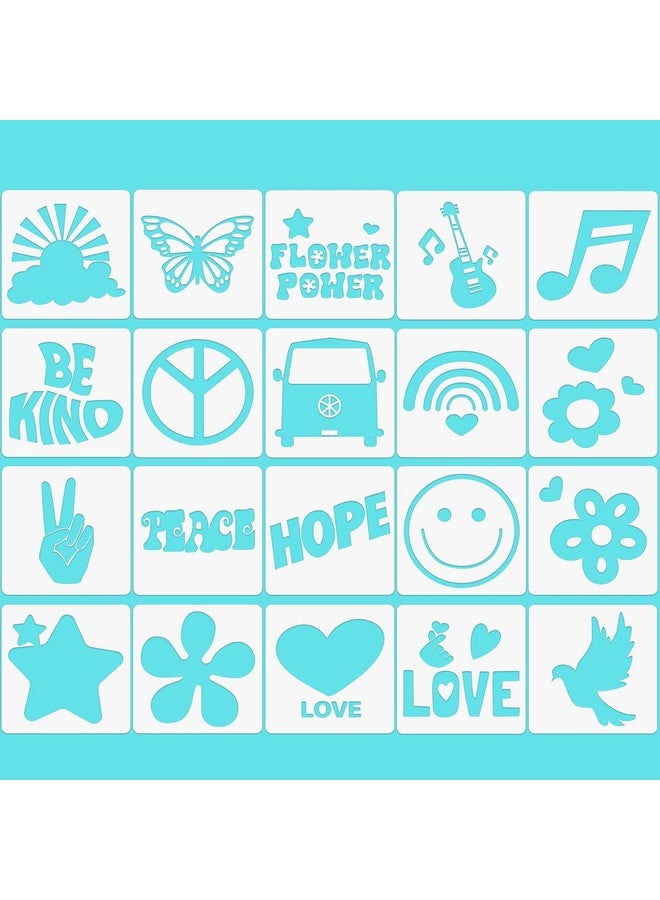 Junkin 20 Pcs Stencil For Painting Peace And Love Stencil Plastic Paint Stencils Reusable Diy Drawing Template Motivational Art Stencils For Crafts Home Decor On Wood Canvas Paper Fabric Walls Furniture - Image 1