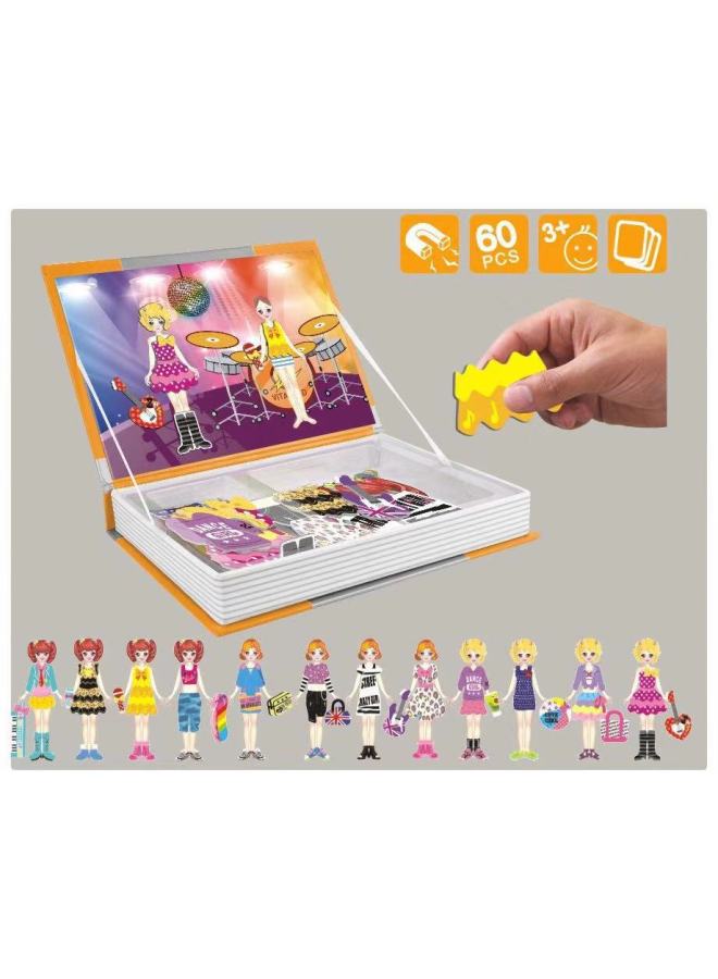 Hot Sale French Little Red Book Dress Baby DIY Assembled Magnetic Book Magnetic Sticker 3D Early Education Puzzle-Color:Starlight Band Dress Up Baby  - Image 1