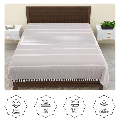 Värde 210 TC Cotton Bedsheet | Handmade Double Bedsheet | Handloom Bedsheets | Without Pillow Cover | Double Bedsheet for Summer (90X100 Inches, 7.5 x 8.3 Feet (Cotton Seed) - Image 2