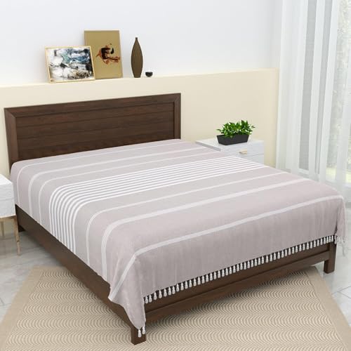 Värde 210 TC Cotton Bedsheet | Handmade Double Bedsheet | Handloom Bedsheets | Without Pillow Cover | Double Bedsheet for Summer (90X100 Inches, 7.5 x 8.3 Feet (Cotton Seed) - Image 1