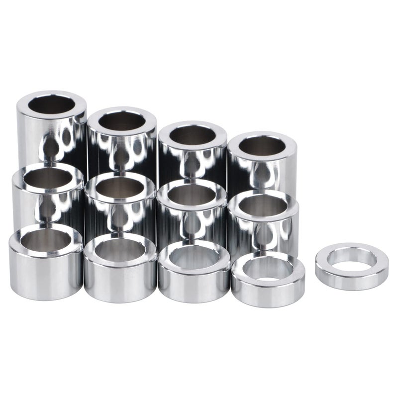 XMMT Chrome 13PCS Wheel Axle Spacer Kit ID 34 075 OD 118 1125 CNC Aluminum Compatible with Harley Bobbers Choppers Dyna Softail Touring Electra Glide Sportster 883 1200