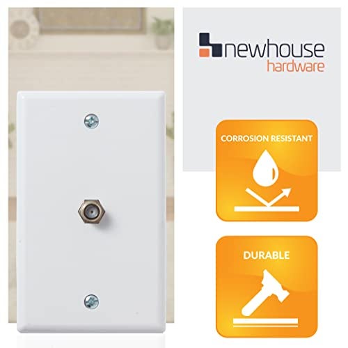 Newhouse Hardware 2.75 x 4.5 in. 1-Port TV Cable Wall Plate with F-Connector for Coaxial Cable, 5-Pack TVP-WH-05 - Image 3
