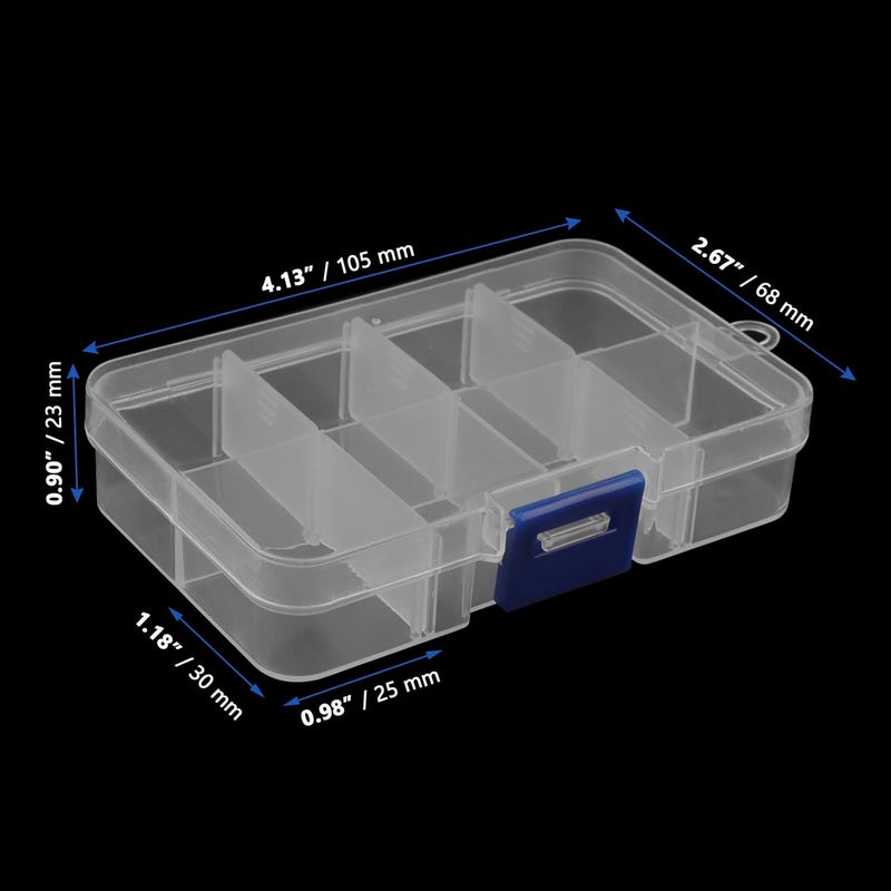 MANCHAP 12 PCS 8 Grids Plastic Bead Storage Boxes, Organizer Storage with Adjustable Compartments, 10.5 x 6.8 x 2.3cm Clear Plastic Jewellery Organisers Bead Storage Containers Case for Art Crafts - Image 2
