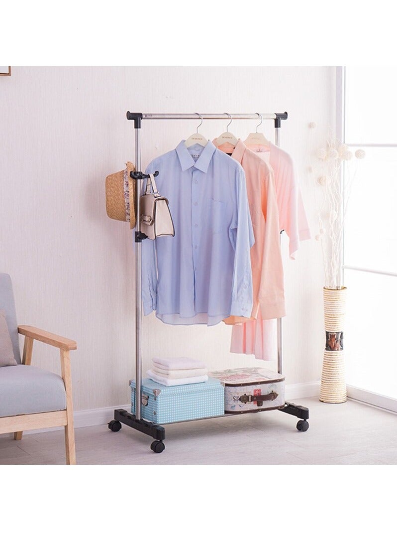 Floor Stand Stainless Steel Drying Rack Single Pole Adjustable Coat Rack Balcony Lifting Hanger Simple Clothes Hanging Rack - Image 2