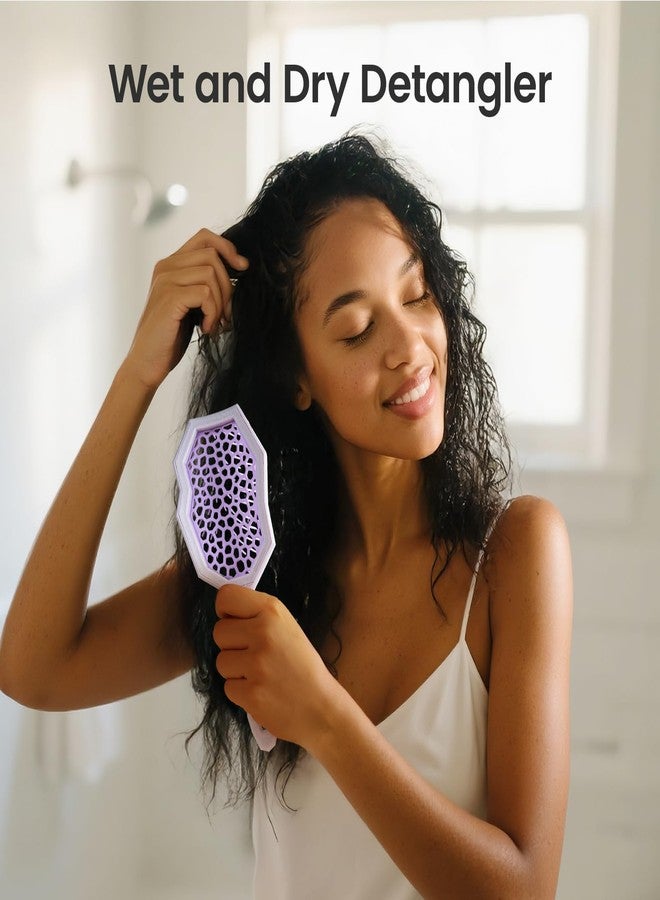 AIMIKE Glacier Detangling Brush, Pain-Free Detangler Brush for Curly Hair Wet & Dry Use, Glide Through Tangles with Ease, Vented Hairbrush for Women's 2c to 4c Curls, Purple - Image 5