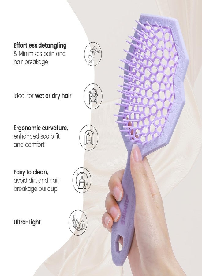 AIMIKE Glacier Detangling Brush, Pain-Free Detangler Brush for Curly Hair Wet & Dry Use, Glide Through Tangles with Ease, Vented Hairbrush for Women's 2c to 4c Curls, Purple - Image 3