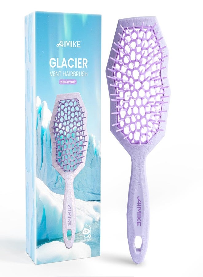 AIMIKE Glacier Detangling Brush, Pain-Free Detangler Brush for Curly Hair Wet & Dry Use, Glide Through Tangles with Ease, Vented Hairbrush for Women's 2c to 4c Curls, Purple - Image 1