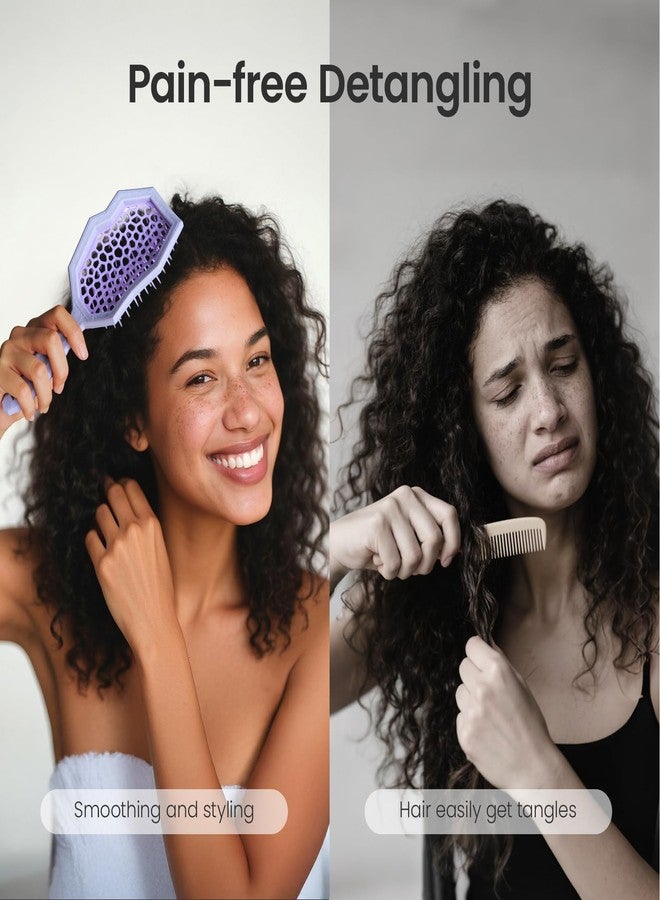 AIMIKE Glacier Detangling Brush, Pain-Free Detangler Brush for Curly Hair Wet & Dry Use, Glide Through Tangles with Ease, Vented Hairbrush for Women's 2c to 4c Curls, Purple - Image 4
