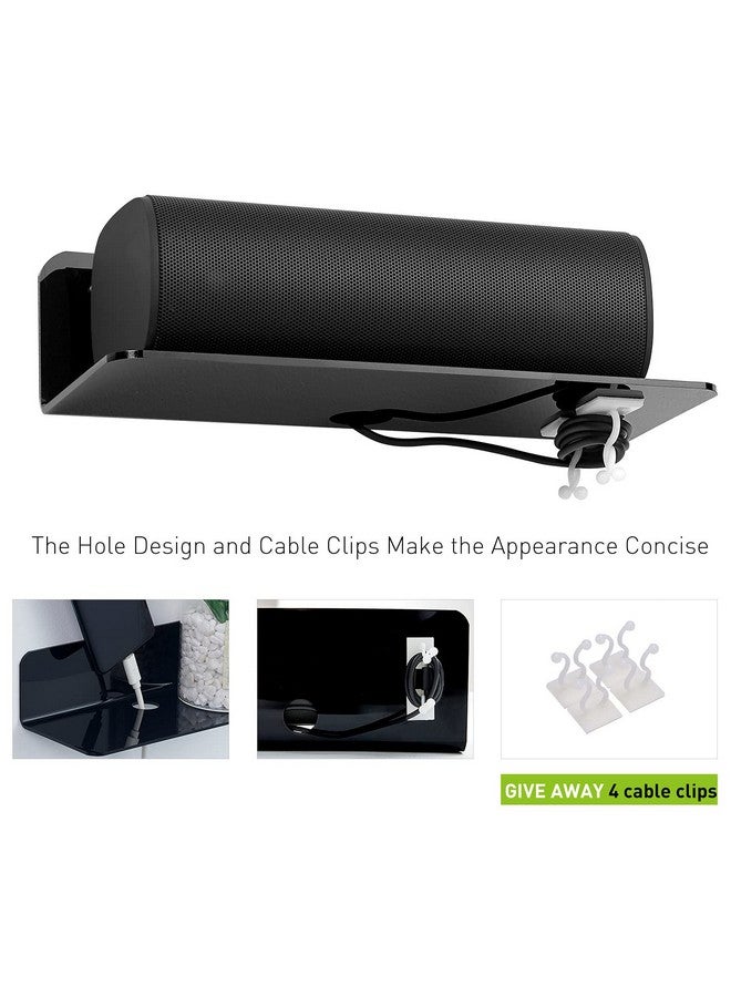 OAPRIRE OAPRIRE Acrylic Floating Wall Shelves Set of 2, Damage-Free Expand Wall Space, Small Display Shelf for Smart Speaker/Action Figures with Cable Clips - Image 3