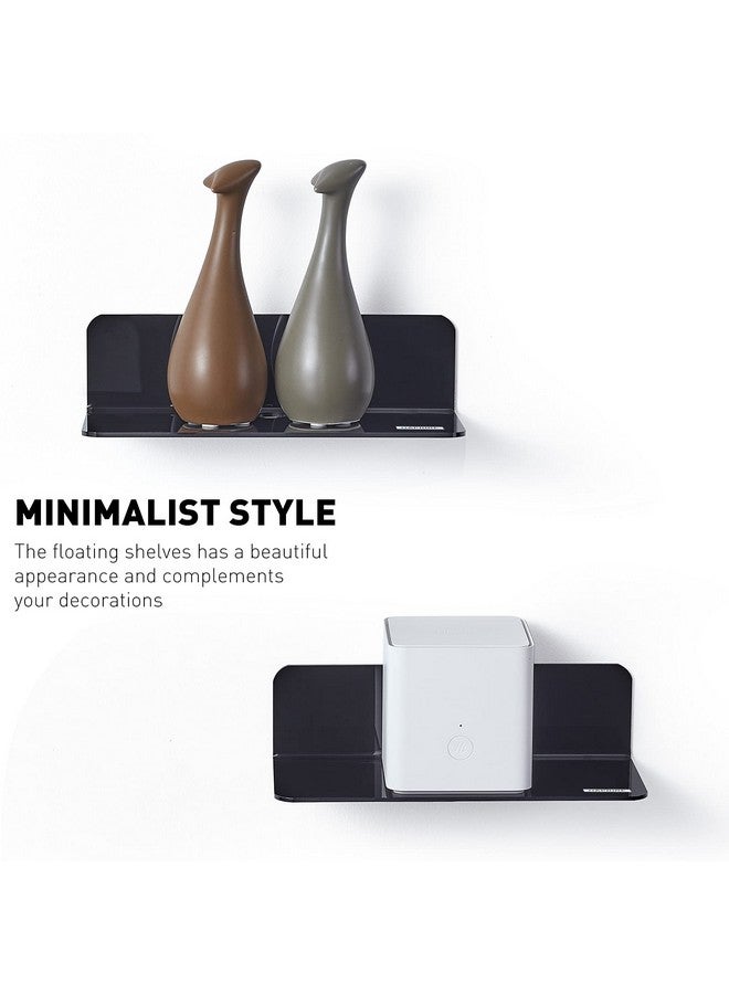 OAPRIRE OAPRIRE Acrylic Floating Wall Shelves Set of 2, Damage-Free Expand Wall Space, Small Display Shelf for Smart Speaker/Action Figures with Cable Clips - Image 2