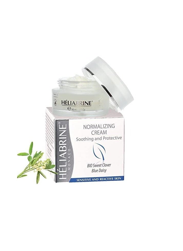 HELIABRINE Normalizing Moisturizer Cream with Organic Sweet Clover 50ml. Best Anti Redness Cream.  - Image 1