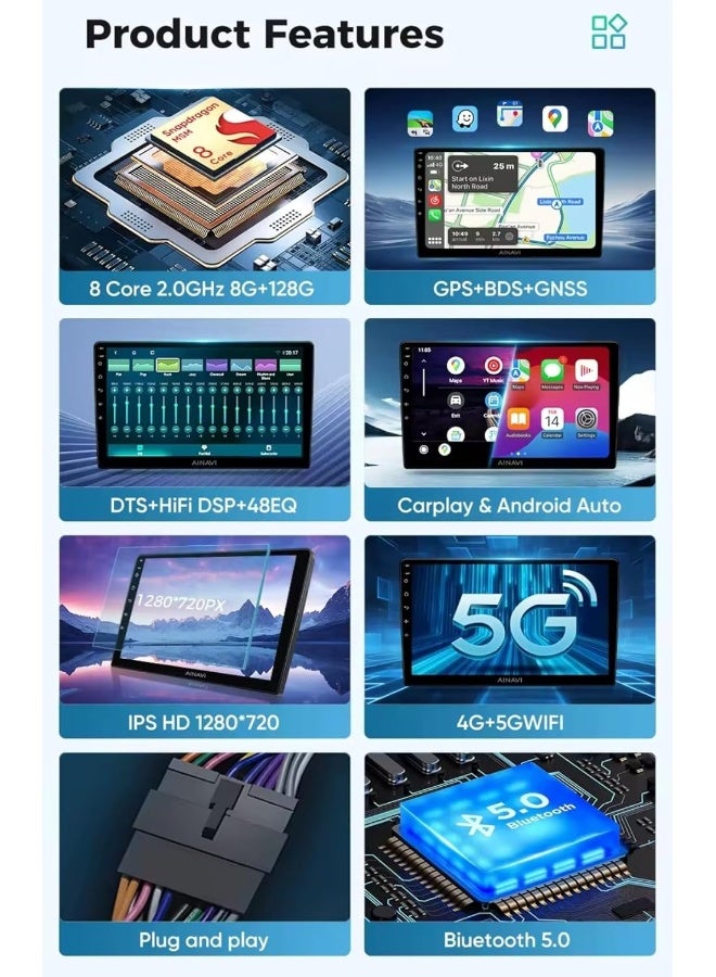 فيريكس ستيريو سيارة سوزوكي فيتارا بشاشة أندرويد 2015-2023 مع Apple Carplay Android Auto لاسلكي واي فاي DSP FM&AM بلوتوث AHD كاميرا متضمنة واجهة سريعة (8 + 128 جيجابايت 2K 360D كاميرا) - Image 5