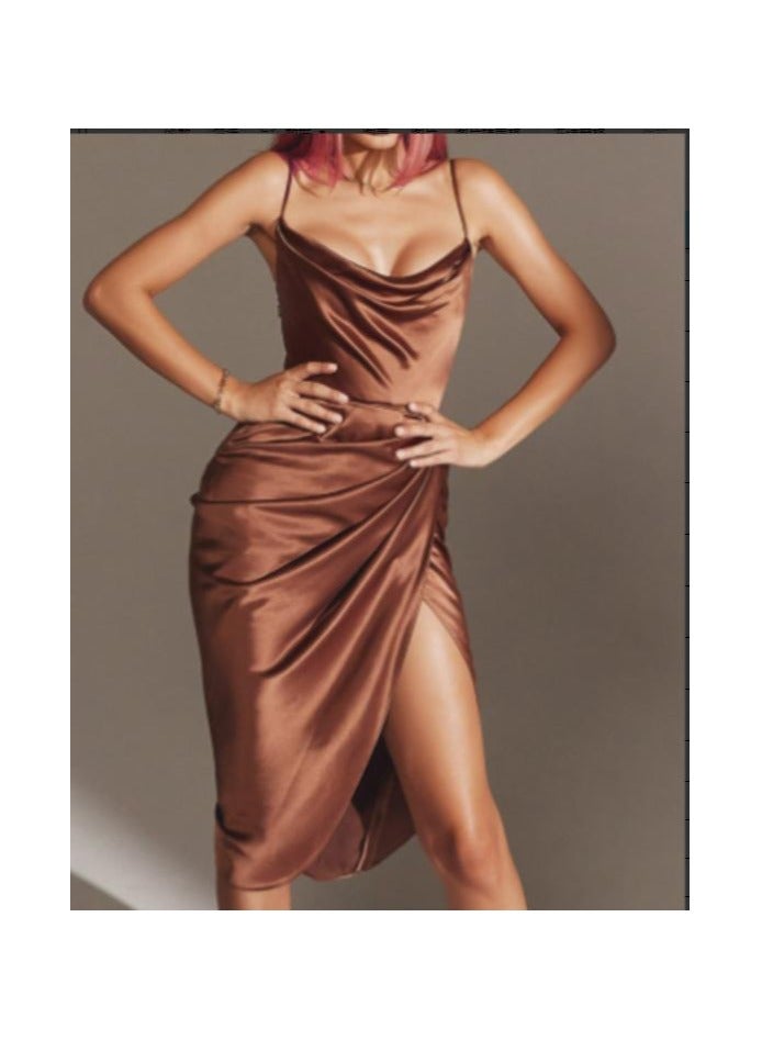 KUYING Backless Slash Neck Bodycon Dress