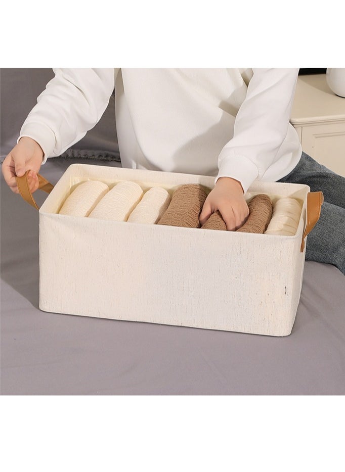 Generic Wardrobe Clothes Organizer Foldable Closet Storage Organizer for Clothes Jeans Washable Closet Storage Boxes with Carrying Handles Cube Storage Bin for Home Bedroom Office, Beige, 47*28*20cm  - Image 5