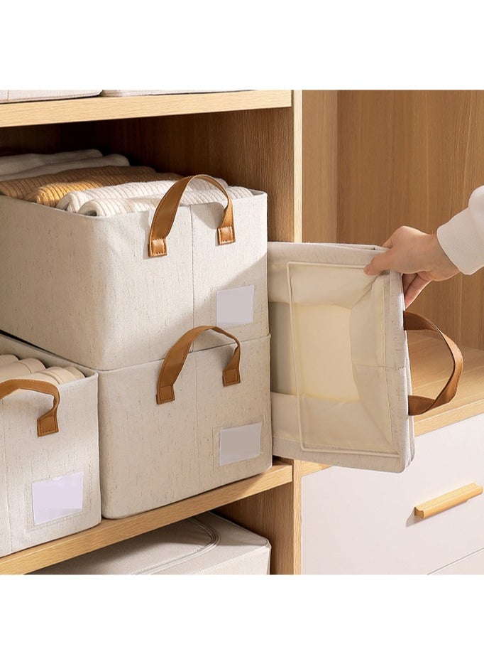 Generic Wardrobe Clothes Organizer Foldable Closet Storage Organizer for Clothes Jeans Washable Closet Storage Boxes with Carrying Handles Cube Storage Bin for Home Bedroom Office, Beige, 47*28*20cm  - Image 1