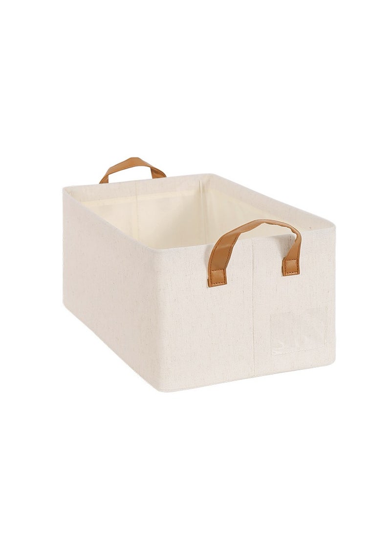 Generic Wardrobe Clothes Organizer Foldable Closet Storage Organizer for Clothes Jeans Washable Closet Storage Boxes with Carrying Handles Cube Storage Bin for Home Bedroom Office, Beige, 47*28*20cm  - Image 2