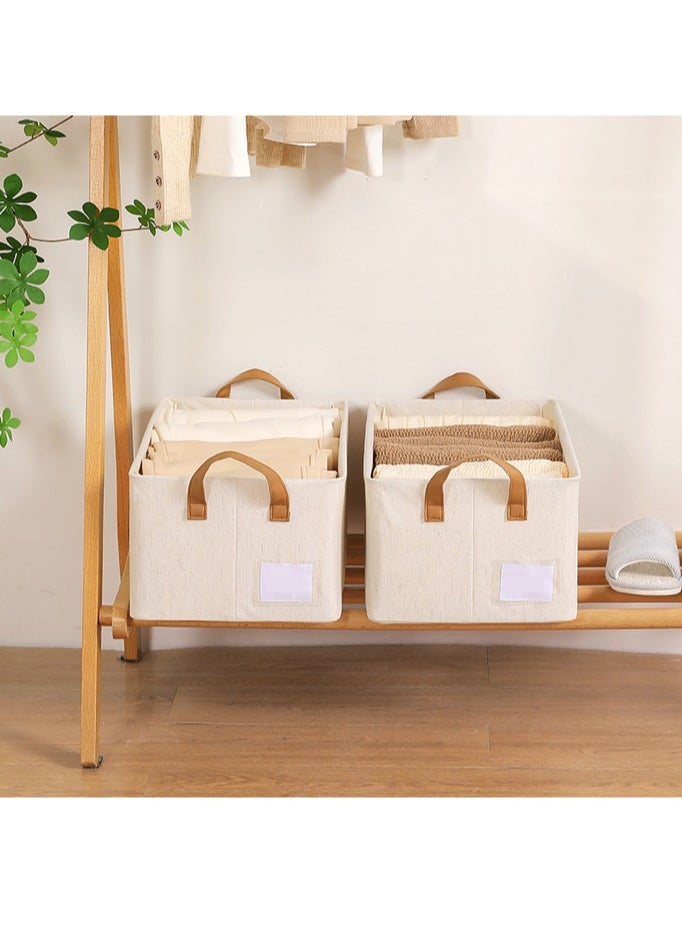 Generic Wardrobe Clothes Organizer Foldable Closet Storage Organizer for Clothes Jeans Washable Closet Storage Boxes with Carrying Handles Cube Storage Bin for Home Bedroom Office, Beige, 47*28*20cm  - Image 4
