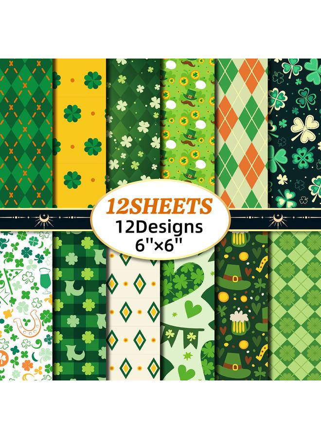 Bluejw 12 Sheets/pack Beer St. Patrick Background DIY Dream Holiday Celebration Packaging Material Paper - Image 1