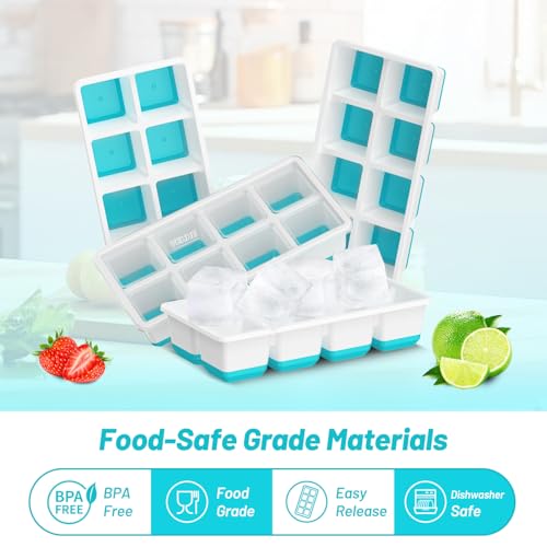 VEHHE Ice Cube Tray, 2 Pack Reusable Large Ice Cube Molds, Ice Cube Trays for Freezer with Lid, Easy Release Ice Tray for Drinks, Whiskey, Cocktails - Image 2