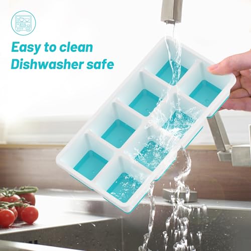VEHHE Ice Cube Tray, 2 Pack Reusable Large Ice Cube Molds, Ice Cube Trays for Freezer with Lid, Easy Release Ice Tray for Drinks, Whiskey, Cocktails - Image 5