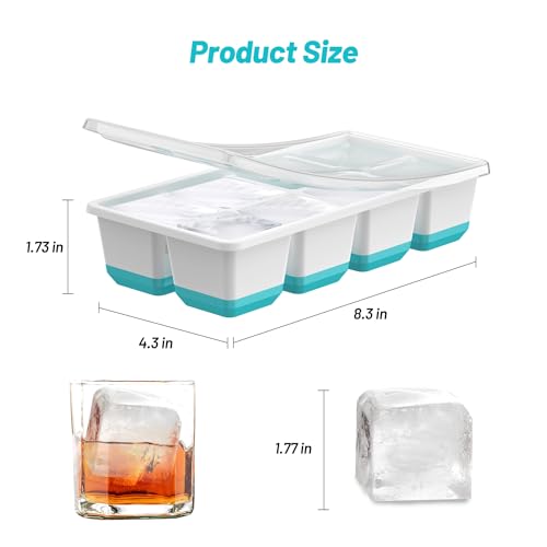 VEHHE Ice Cube Tray, 2 Pack Reusable Large Ice Cube Molds, Ice Cube Trays for Freezer with Lid, Easy Release Ice Tray for Drinks, Whiskey, Cocktails - Image 4