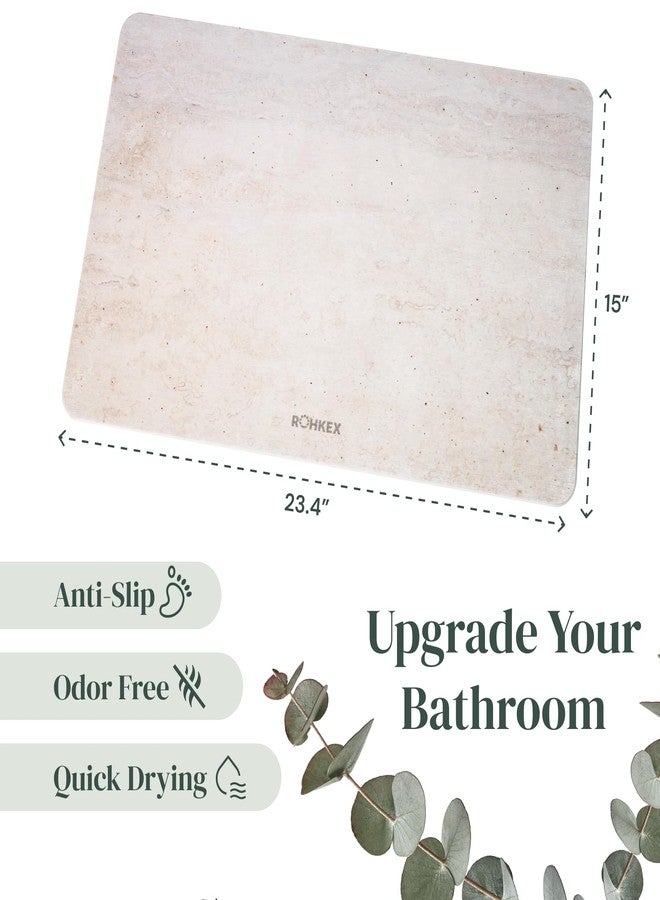 ROHKEX Stone Bath Mat Diatomaceous Earth Bath Mat (Beige) - Non-Slip, Absorbent, Quick-Dry, Easy-to-Clean for Bathroom & Shower - Soft Touch - Natural - 24x15 - Bathroom Accessories - Image 4