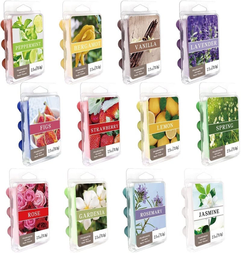 pliadvbu Scented Wax Melts Heart for Scented Wax Warmer - 100% Soy Melts - 12 Fragrances X 6 Heart Home Fragrance for DIY Candle Warmer - Image 1