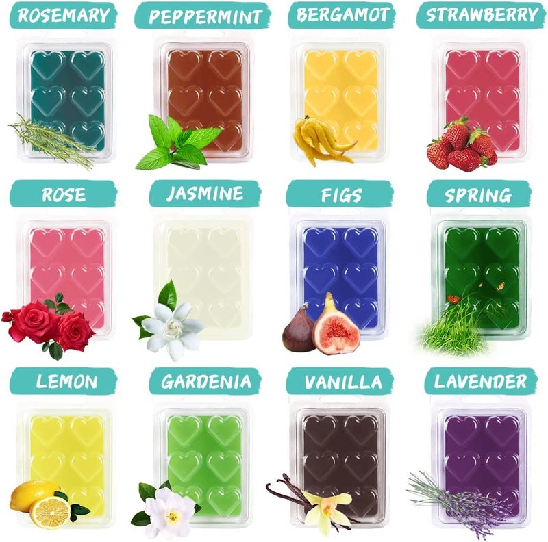 pliadvbu Scented Wax Melts Heart for Scented Wax Warmer - 100% Soy Melts - 12 Fragrances X 6 Heart Home Fragrance for DIY Candle Warmer - Image 5