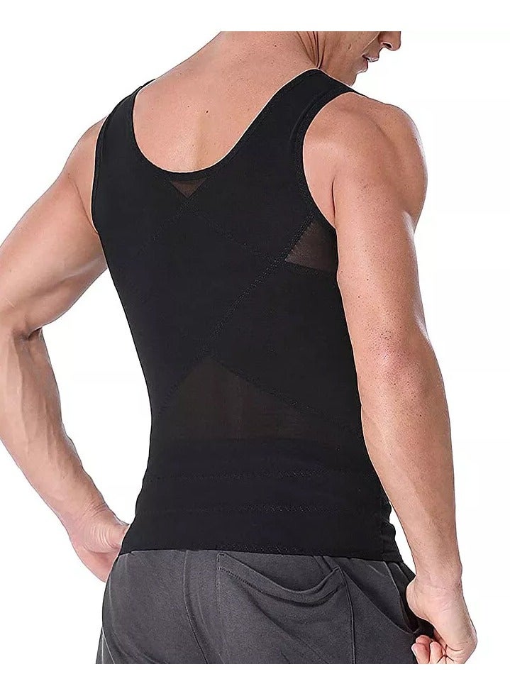 DubaiGallery Men Body Shaper Slimming Vest Tight Tank Top Compression Shirt Tummy Control Underwear Binder,Chest Body Posture Corrector Corset Sleeveless Vest Abdomen Control Underwear Shapewear THermal Tops - Image 2