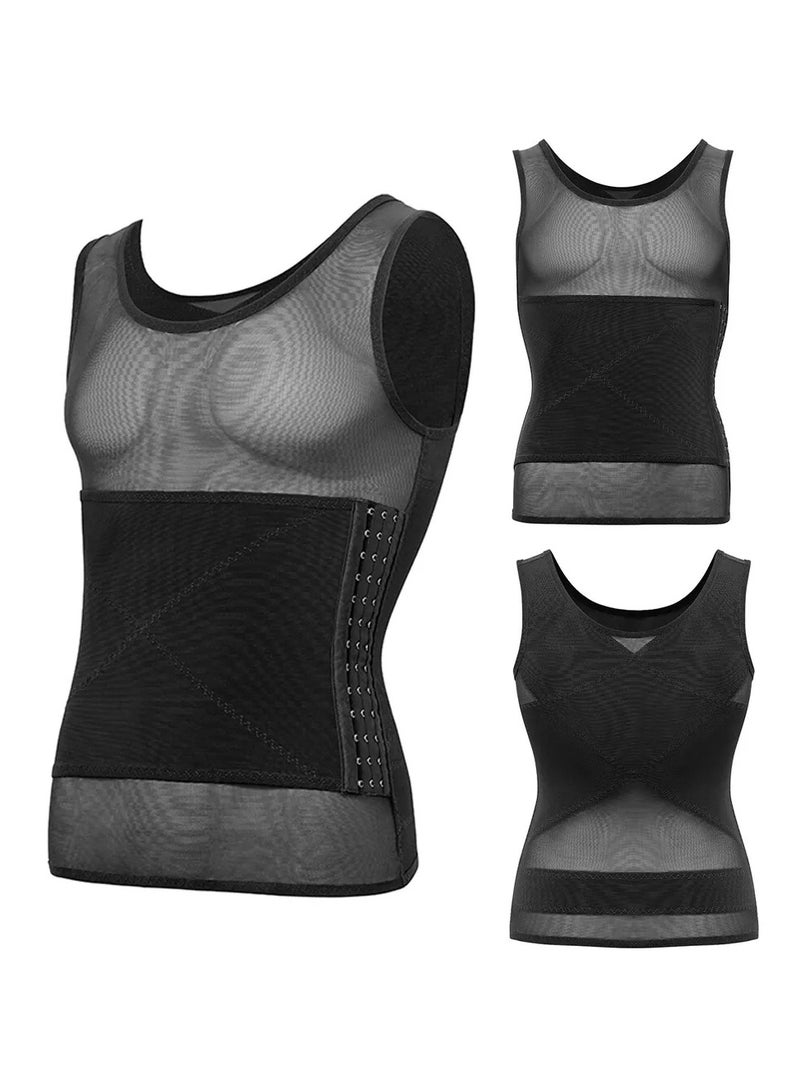 DubaiGallery Men Body Shaper Slimming Vest Tight Tank Top Compression Shirt Tummy Control Underwear Binder,Chest Body Posture Corrector Corset Sleeveless Vest Abdomen Control Underwear Shapewear THermal Tops - Image 3