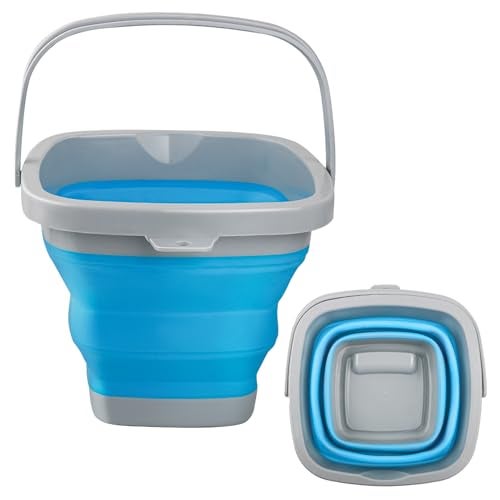 BIDFUL Collapsible Mop Bucket and Ice Bucket5L13 Gallon Household Cleaning Silicone Dust Mops Bucket Portable Bathroom Cleaning Supplies Square Bucket for Cleaning