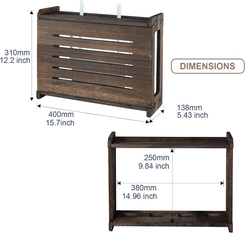 BEARUT Wooden Router Shelf Wall Mount WiFi Router Storage Box Modem Cable Router Cover Organized Power Strip Cable Management Hider Rack Need Assembly 149  98  54 in L H  W - Image 2
