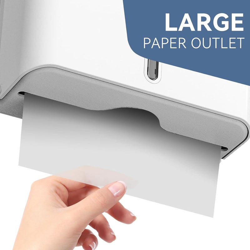 PLUSSEN Paper Towel Dispenser Wall Mount, Adhesive No Drilling Multifold Trifold C Fold Commercial Hand Towel Dispenser,White - Image 4