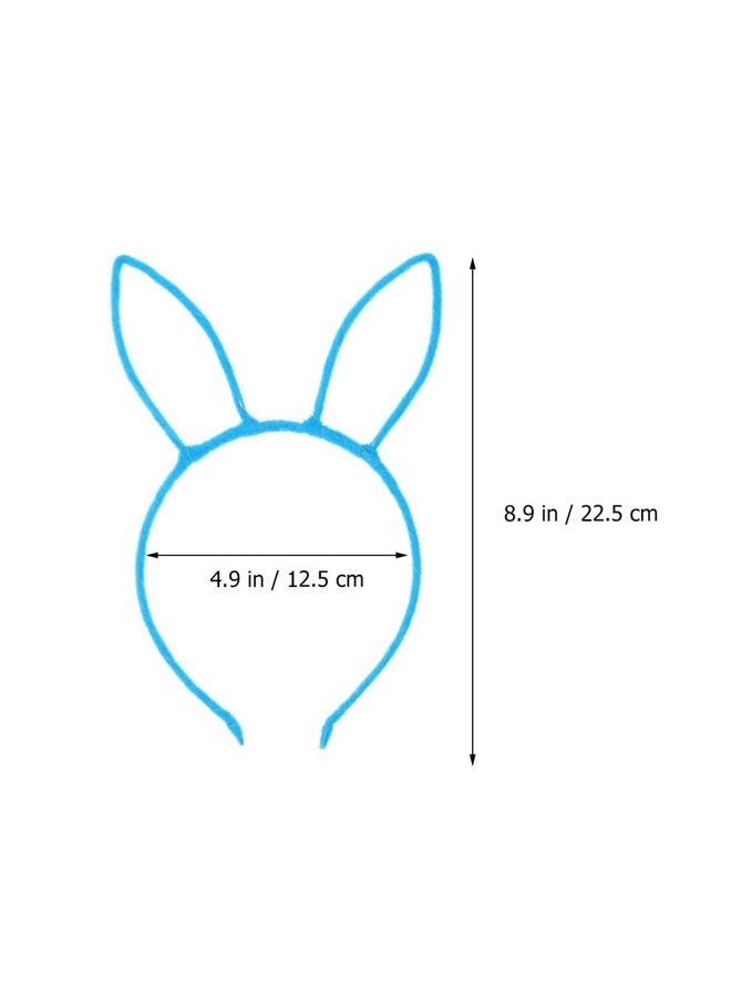 Beaupretty - 10Pcs Bunny Ears Headband Plush Rabbit Ear Headpieces Costume Hair Accessory For Girls Blue - Image 1
