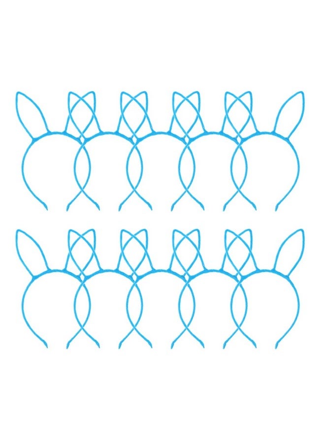 Beaupretty - 10Pcs Bunny Ears Headband Plush Rabbit Ear Headpieces Costume Hair Accessory For Girls Blue - Image 1