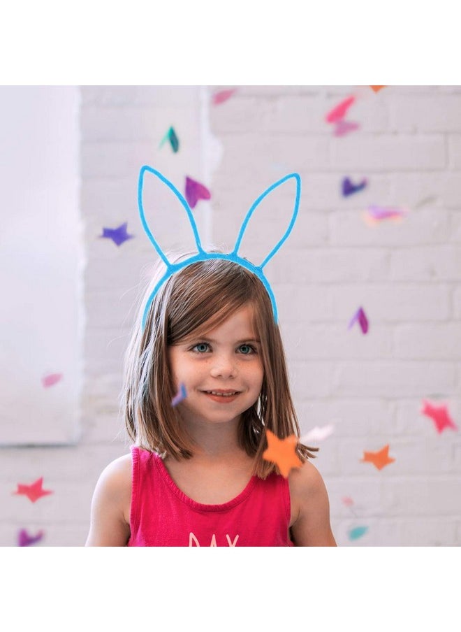 Beaupretty - 10Pcs Bunny Ears Headband Plush Rabbit Ear Headpieces Costume Hair Accessory For Girls Blue - Image 1