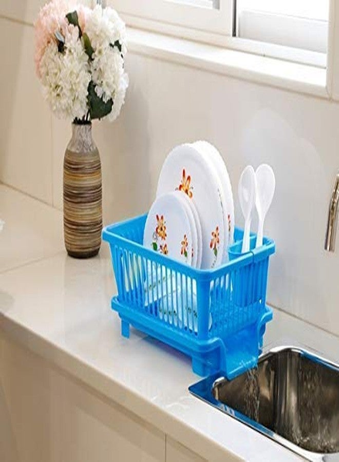 Vruta 3-in-1 Multi Function Kitchen Sink Cutlery Drying Rack (Random Colour) 44 cm x 23 cm x 13 cm/Sink Side Dish Drainer and Drying Rack/Kitchen Sink Organiser Dish Drainer - Image 2