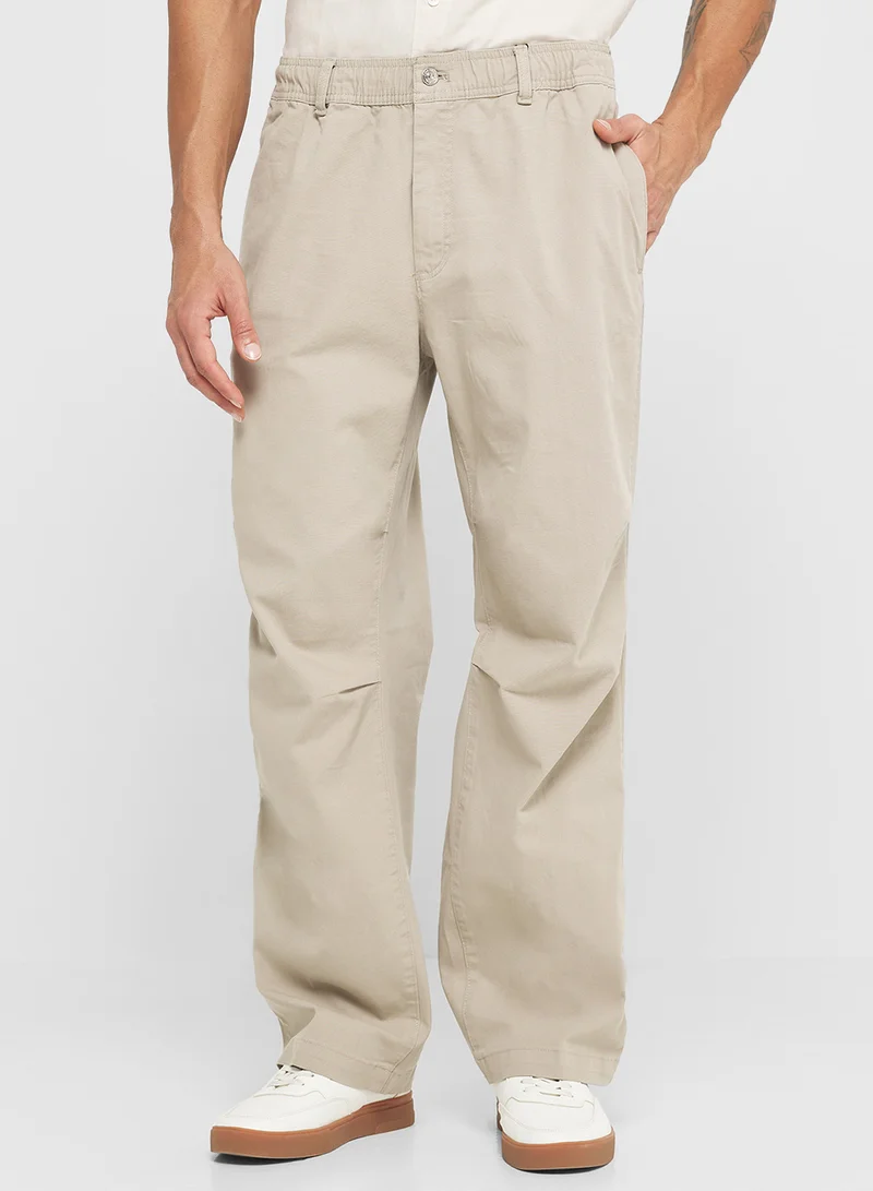 Calvin Klein Jeans Washed Stretch Cotton Elastic Trousers