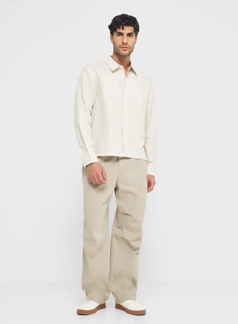 Calvin Klein Jeans Washed Stretch Cotton Elastic Trousers