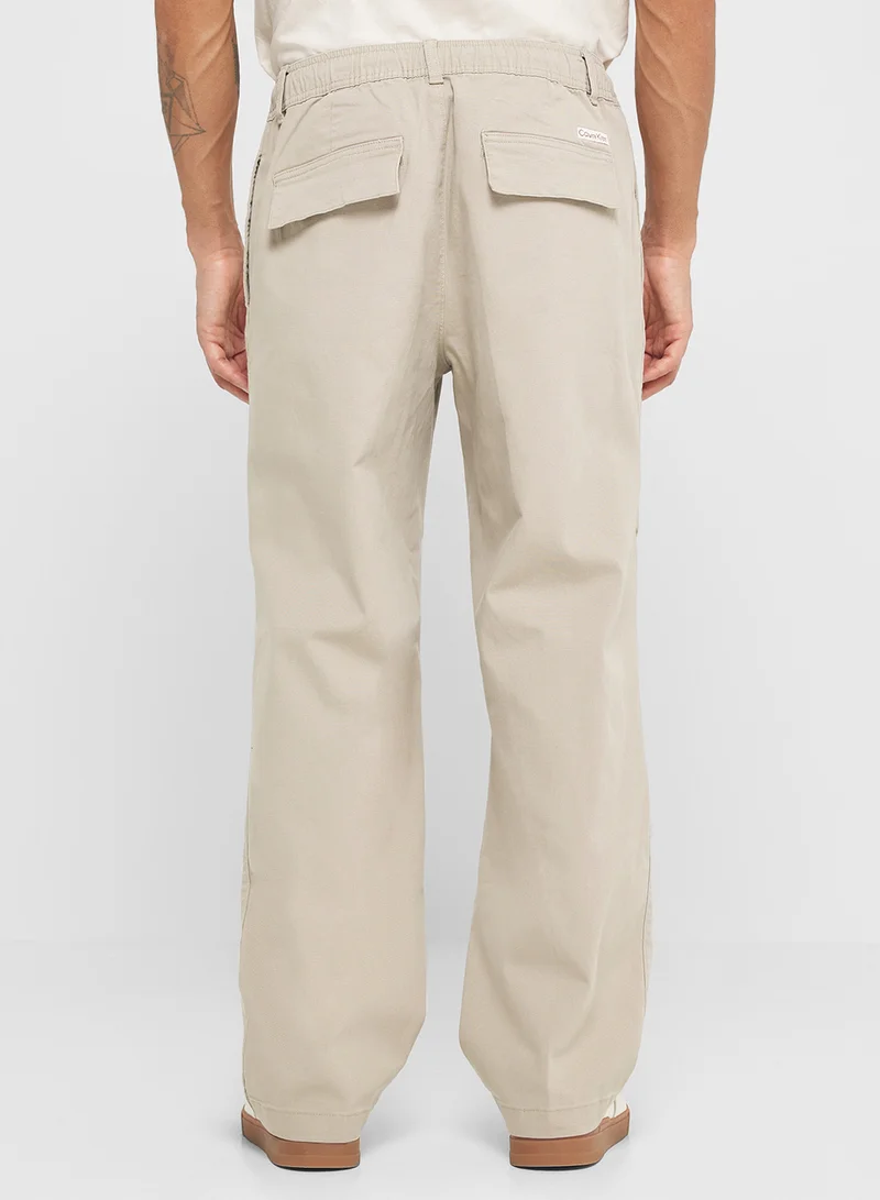 Calvin Klein Jeans Washed Stretch Cotton Elastic Trousers