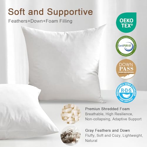 KUSNUG Organic Feather Down Lumbar Pillow Inserts (12x20 Inch, Set of 2) - 100% Cotton Shell, Filling of Feathers & Memory Foam, Rectangular Decorative Pillow Form Core for Couch, Sofa, and Bed - Image 3