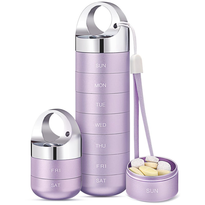 Zannaki Metal Travel Pill Organizer, Portable Waterproof Weekly Pill Box, Large Aluminum Alloy Pill Case Container, BPA Free 7 Day Daily Medicine Organizer Holder for Vitamin, Fish Oil, Supplement - Image 1