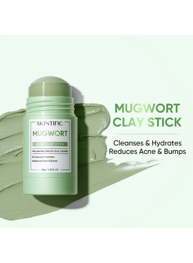 SKINTIFIC Mugwort & Alaska Volcano Clay Mask Sticks – Anti-Inflammatory, Deep Pore Cleansing & Blackhead Removal (2 x 40g) - Image 3